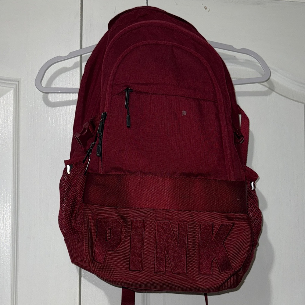 Victoria’s Secret PINK Campus Backpack – Burgundy/Red – Good Condition 🎒